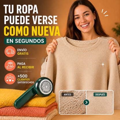FuzzClean Pro VERDE - Quita Pelusas Eléctrico Portátil